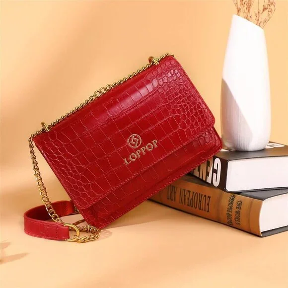 LL LOPPOP Small Classy Leather Crossbody Purse Top Handle Satchel Handbag Red - Picture 7 of 7